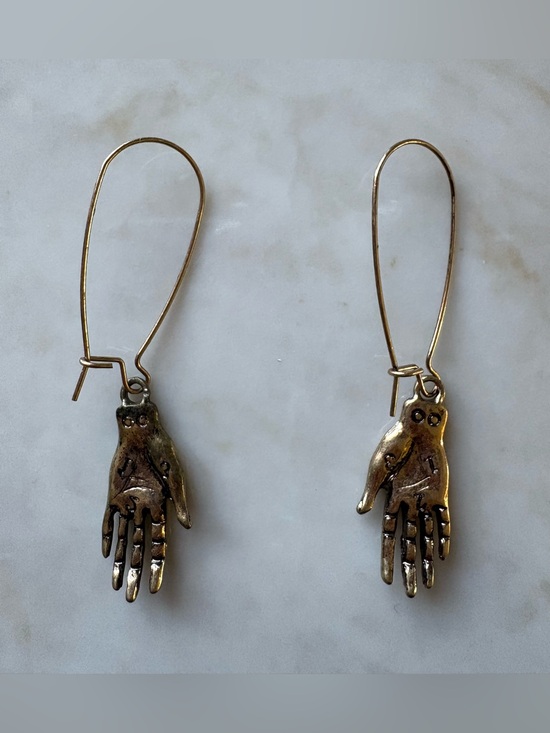 Jewelry - Vintage inspired Hand Charm Drop Earrings - Women Jewelry